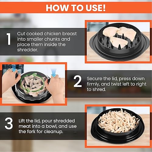 Miniatura 6 de Trituradora de pollo grande  Trituradora de carne de 10 pulgadas para pechuga de pollo, máquina picadora de carne con cepillo, tira antideslizante