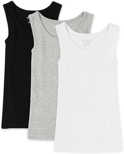 The children's place girls' basic ribbed tank, 3 pack…