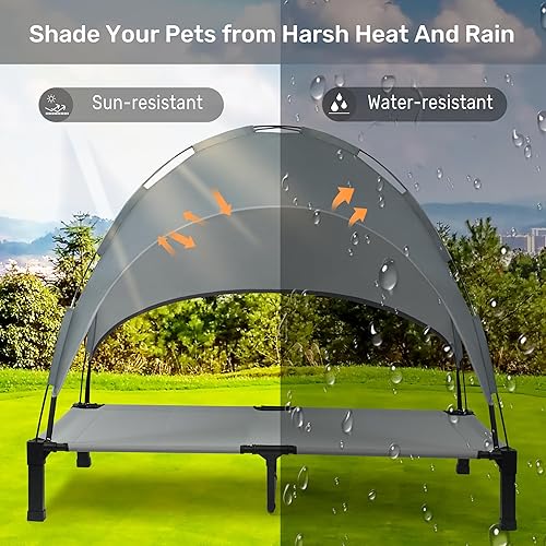 Miniatura 2 de Heeyoo Cama elevada para perros con toldo, cuna portátil para perros con tienda de campaña de sombra extraíble, cuna elevada para mascotas al aire