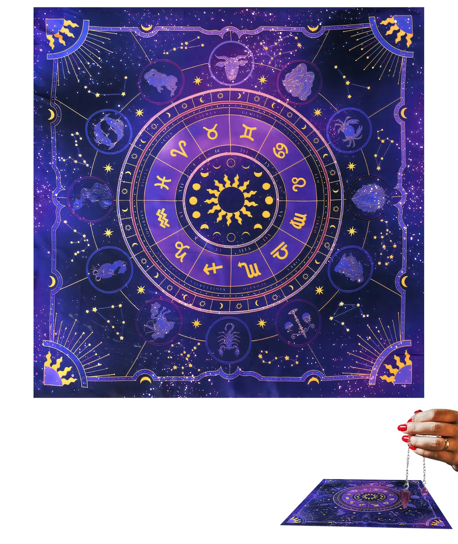 Tarot Cloth for Card Reading,Tarot Mat for Spiritual Practices, Durable Spread Divination Cloth Suitable for Most Decks
