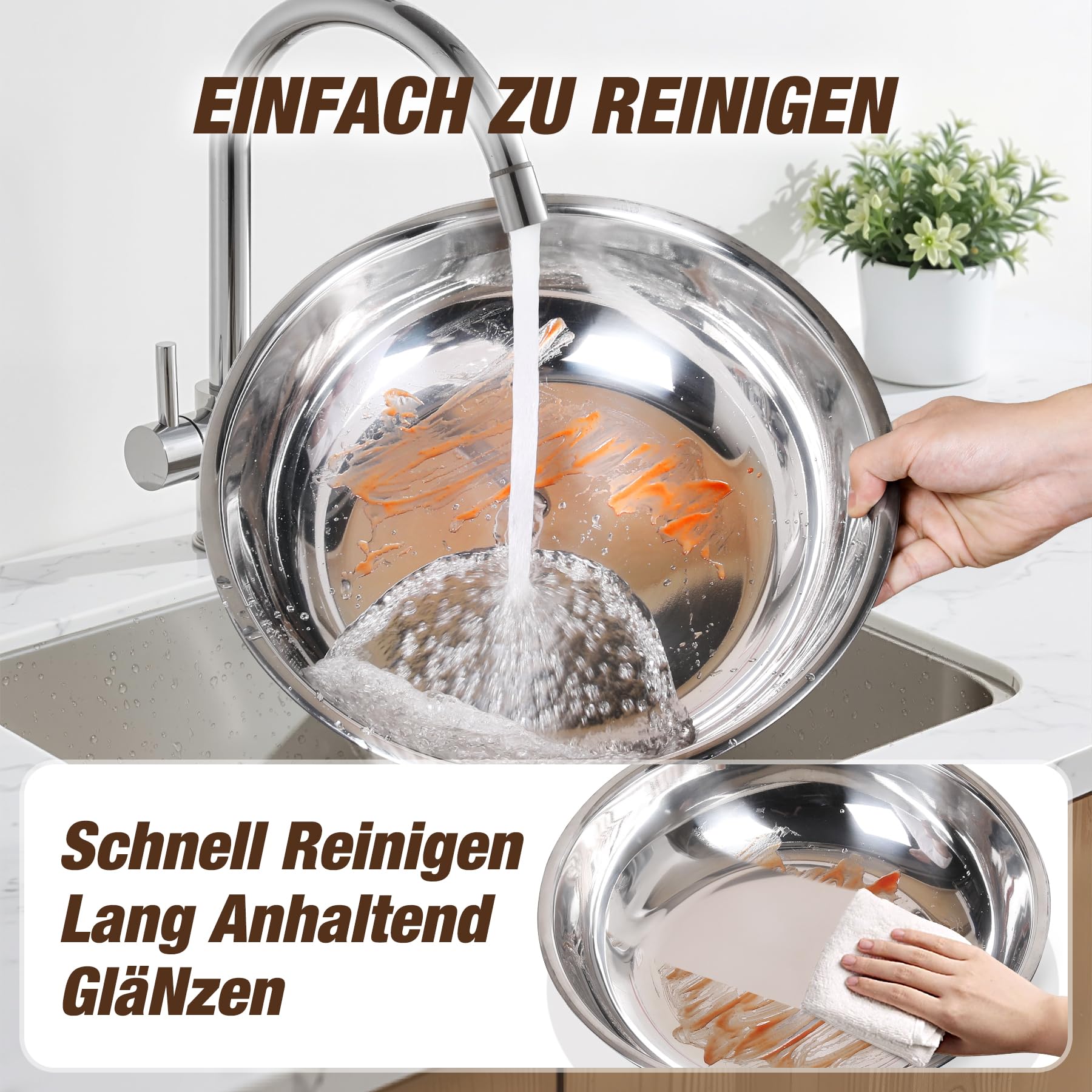 WARMOUNTS Chafing Dish Buffet 5L 2er Set Rose Gold, Rund Speisenwärmer für Catering mit Glasdeckel & Deckelhalter, Stapelbar Hochglanzpoliert Edelstahl Lebensmittelecht für Feiern, Hochzeit, Events