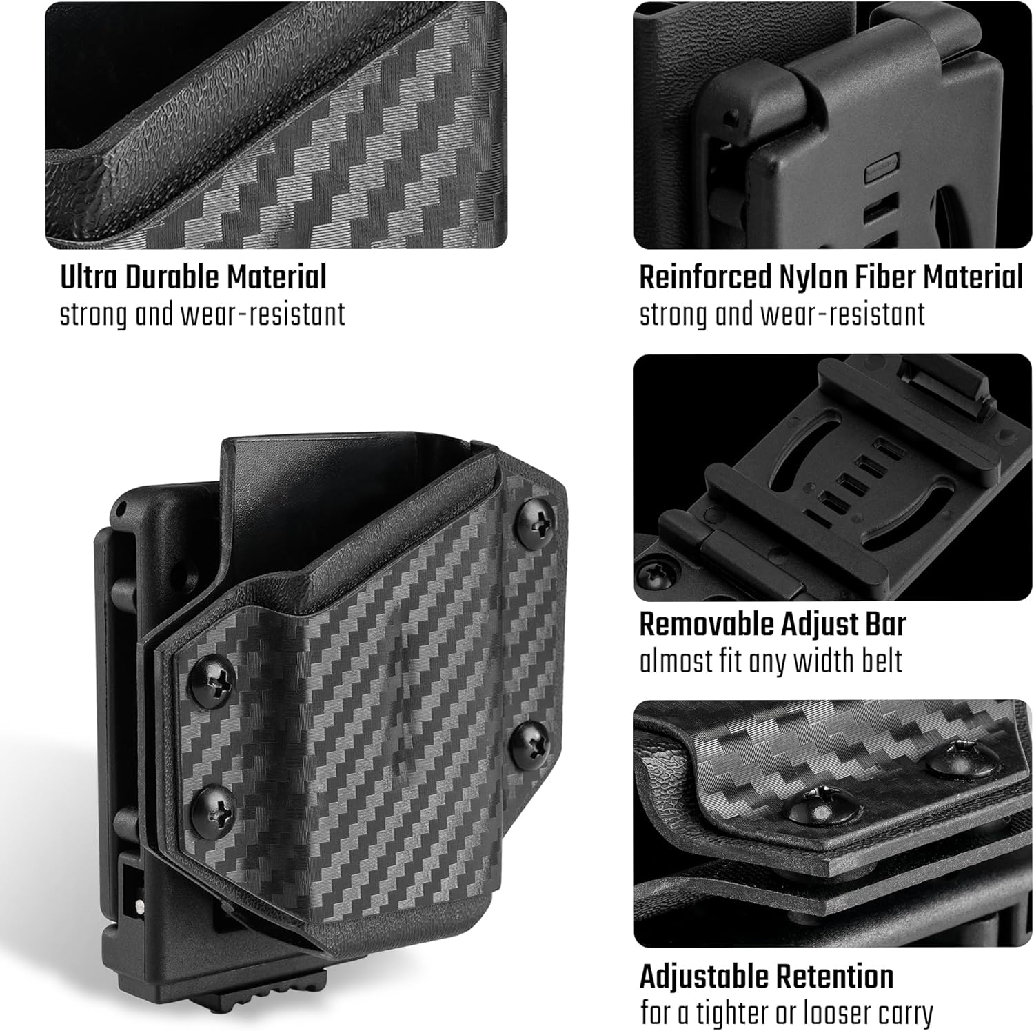 TACTICAL GEEK TX1 Multitool Sheath, EDC Multi Tool Sheath Holder Holster, Adjustable Sheath with Back Clip for Belt, Multi-Tool not Included (Carbon Fiber Grain)