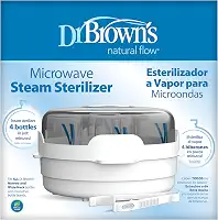 Dr. Brown's Esterilizador a vapor de micro-ondas para mamadeiras, bicos, peças de mamadeiras, chupetas, mordedores e peças de bomba de leite