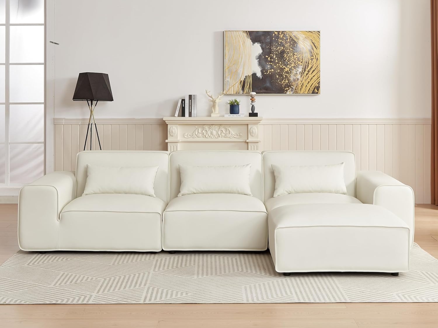 134″ Oversized Scandinavian-Modern Modular Sectional Sofa,