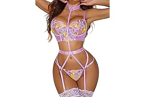 Avidlove Sensuous Anniversary Lingerie for Women: Embroidered Floral Mesh