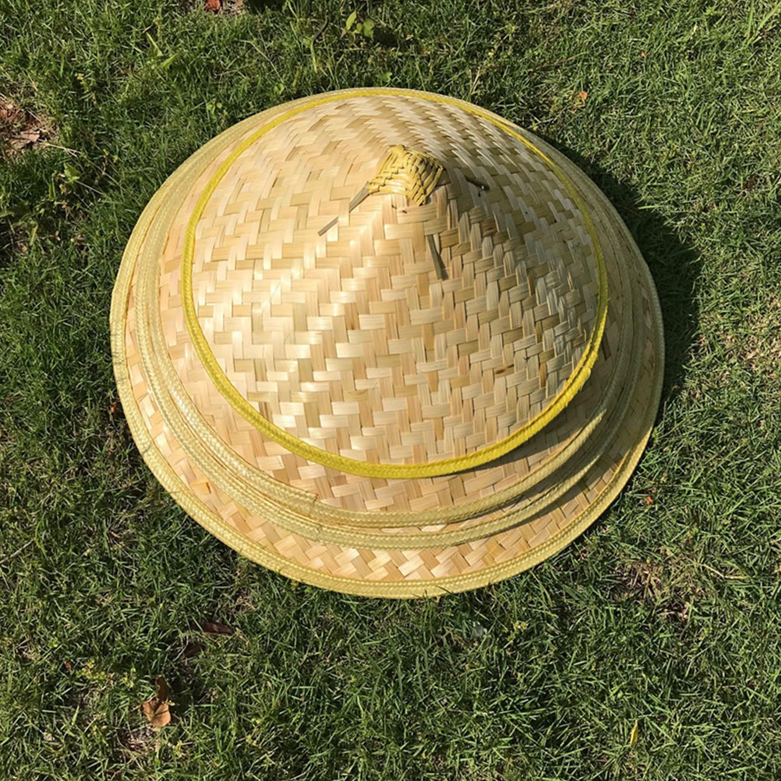 Cappello intrecciato a mano per adulti, cappello da pescatore, riso, orientale, cappellino da spiaggia, accessorio per foto, feste asiatiche, conico unico