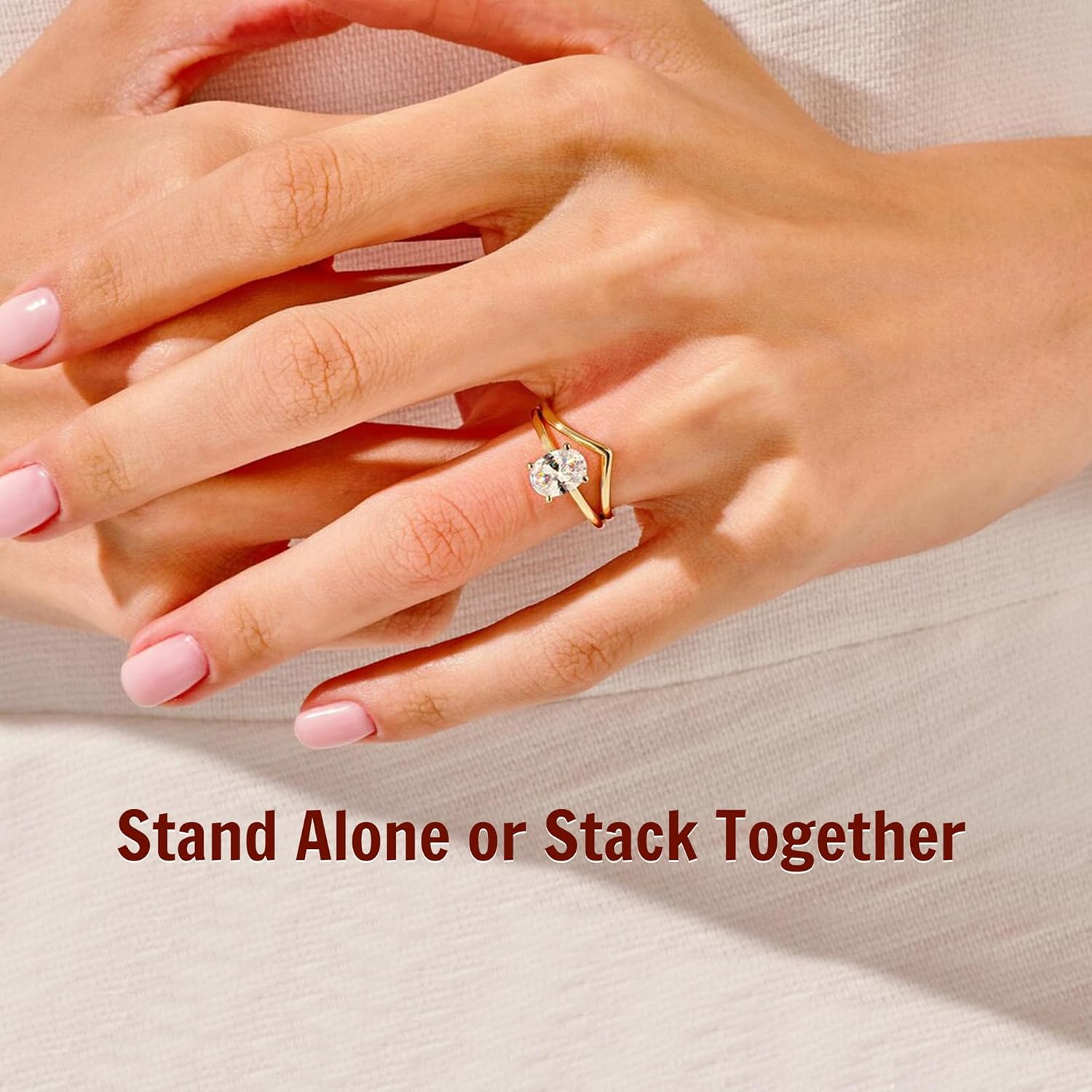 3CT Sterling Silver Engagement Rings AAAAA Cubic Zirconia CZ Wedding Promise Bands For Women Oval Solitaire Simulated Diamond Silver/Gold Size 5-10 - Image 4