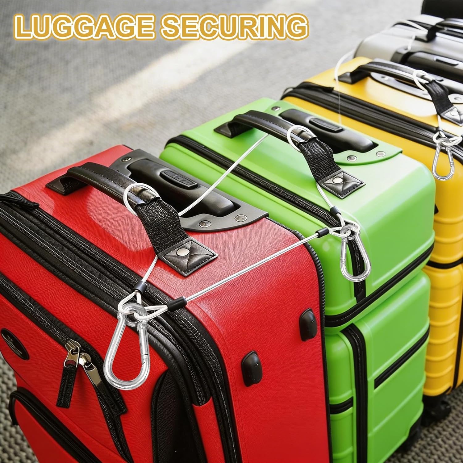 PATIKIL Security Cable Lock (6.6ft x 5/32")(2 Pcs) 304 Stainless Steel Safety Cable Wire Rope Cable with Double Loop and Spring Buckles, Suit for Suitcase/Bicycle/Travel