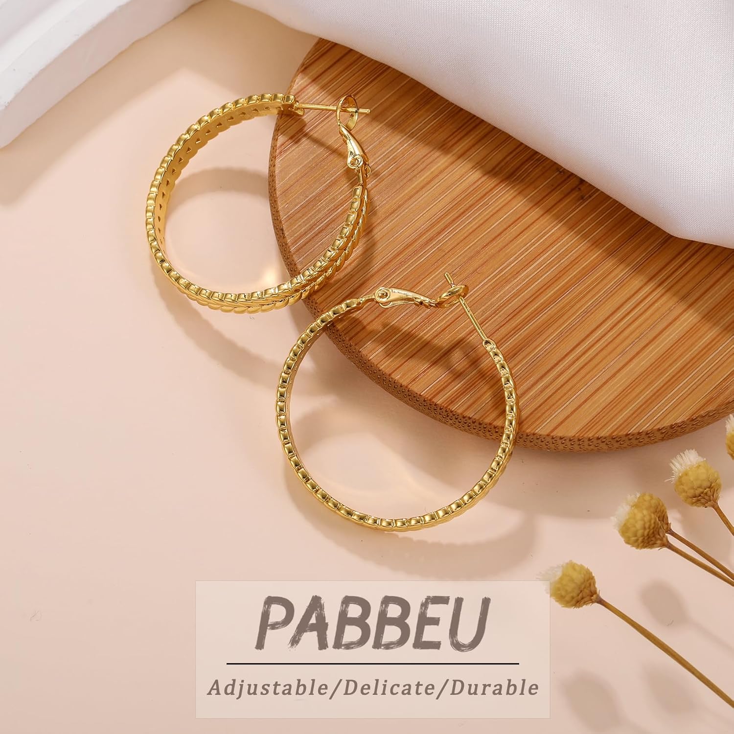 PABBEU Sterling Silver Hoop Earrings, 925 Sterling Silver Hoops Earrings for Women, Lightweight Silvers Hoops Earrings, Hypoallergenic Large Silvers Hoop Earrings for Women Gift 30/40/50MM - Image 7