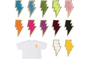 12-Piece Gold-Edged Iron-On Lightning Patches for DIY Decor