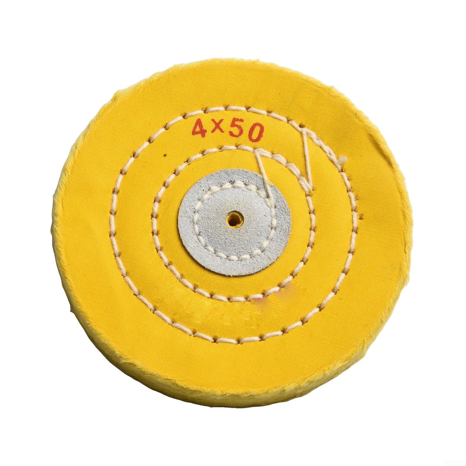 Ruota lucidante in cotone a 50 strati, 100 mm, per lucidatura di precisione di gioielli, componenti metallici, orologi, vetro e parti industriali leggere (giallo)