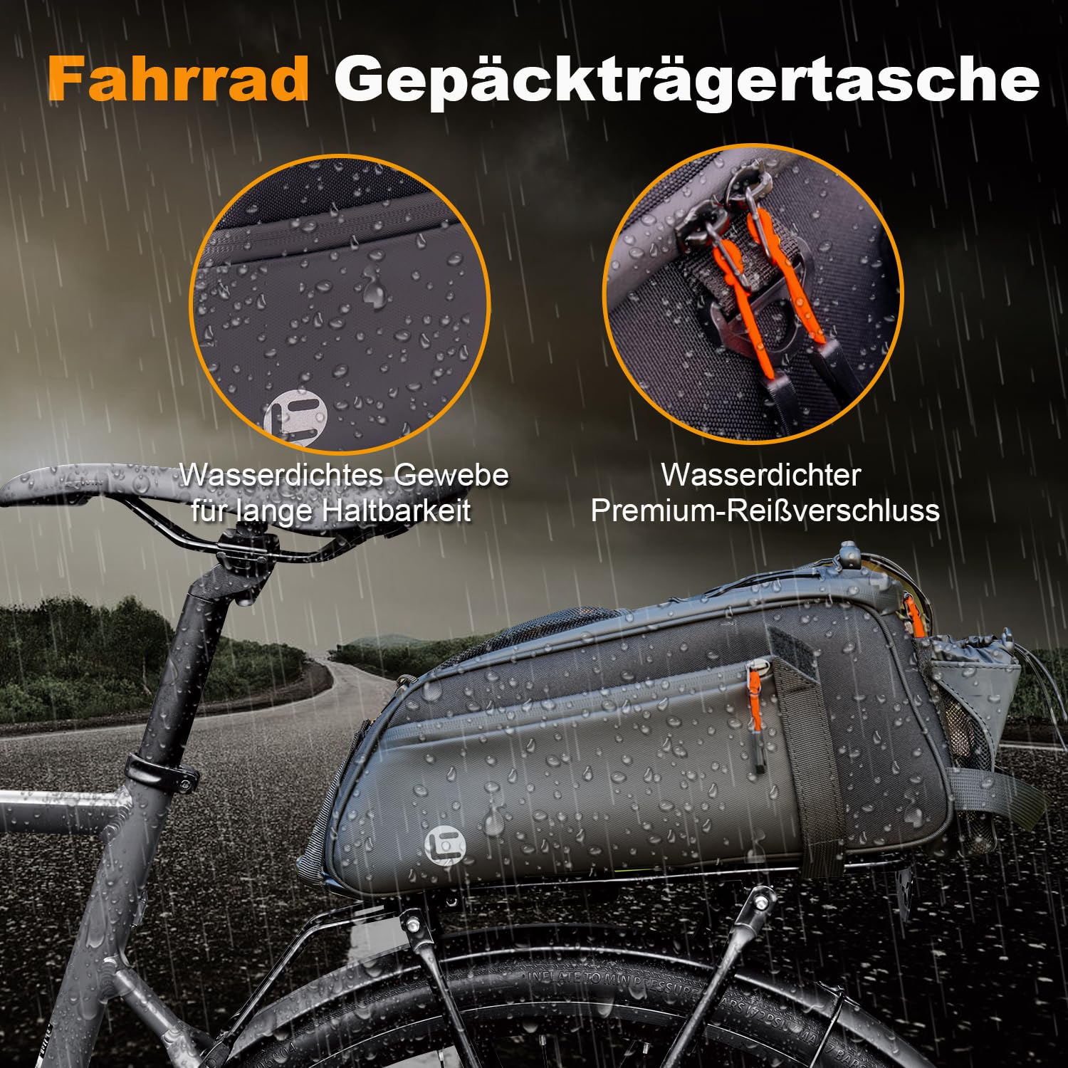 NDakter 3in1 Fahrradtasche für Gepäckträger, 10L wasserdichte & Reflektierend Fahrrad Taschen Hinten Gepäckträger, Fahrrad Gepäckträgertasche mit Schultergurt & Tragegriff