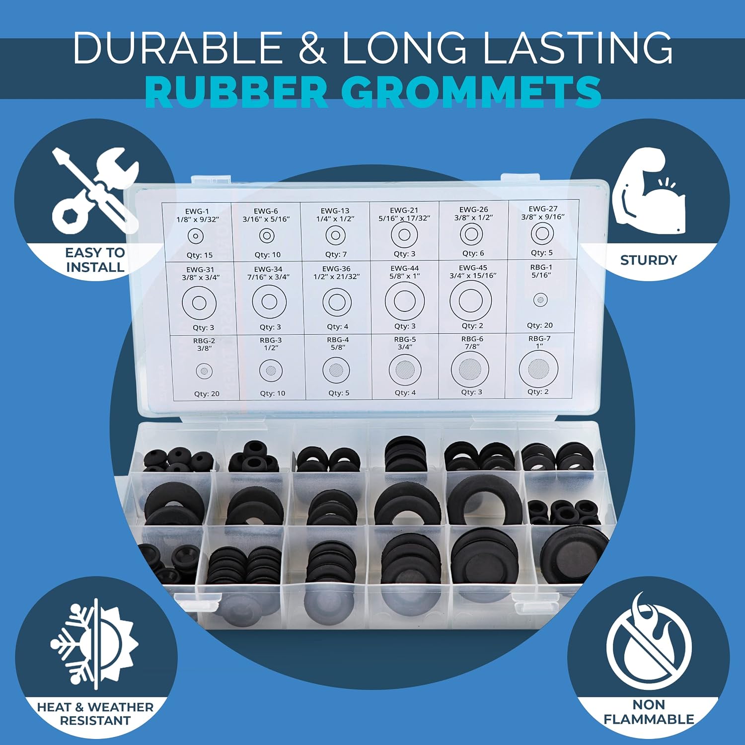 Get Discount 70% Price RAM-PRO 180 Piece Rubber Grommet Eyelet Ring Gasket Assortment, Set of 8 Different Sizes, with See-Through Divided Organizer Case - Ideal for Automotive, Plumbing, and PC Hardware/Piano Repair etc. Super Deal Product RAM-PRO 180 Piece Rubber Grommet Eyelet Ring Gasket Assortment, Set of 8 Different Sizes, with See-Through Divided Organizer Case - Ideal for Automotive, Plumbing, and PC Hardware/Piano Repair etc.