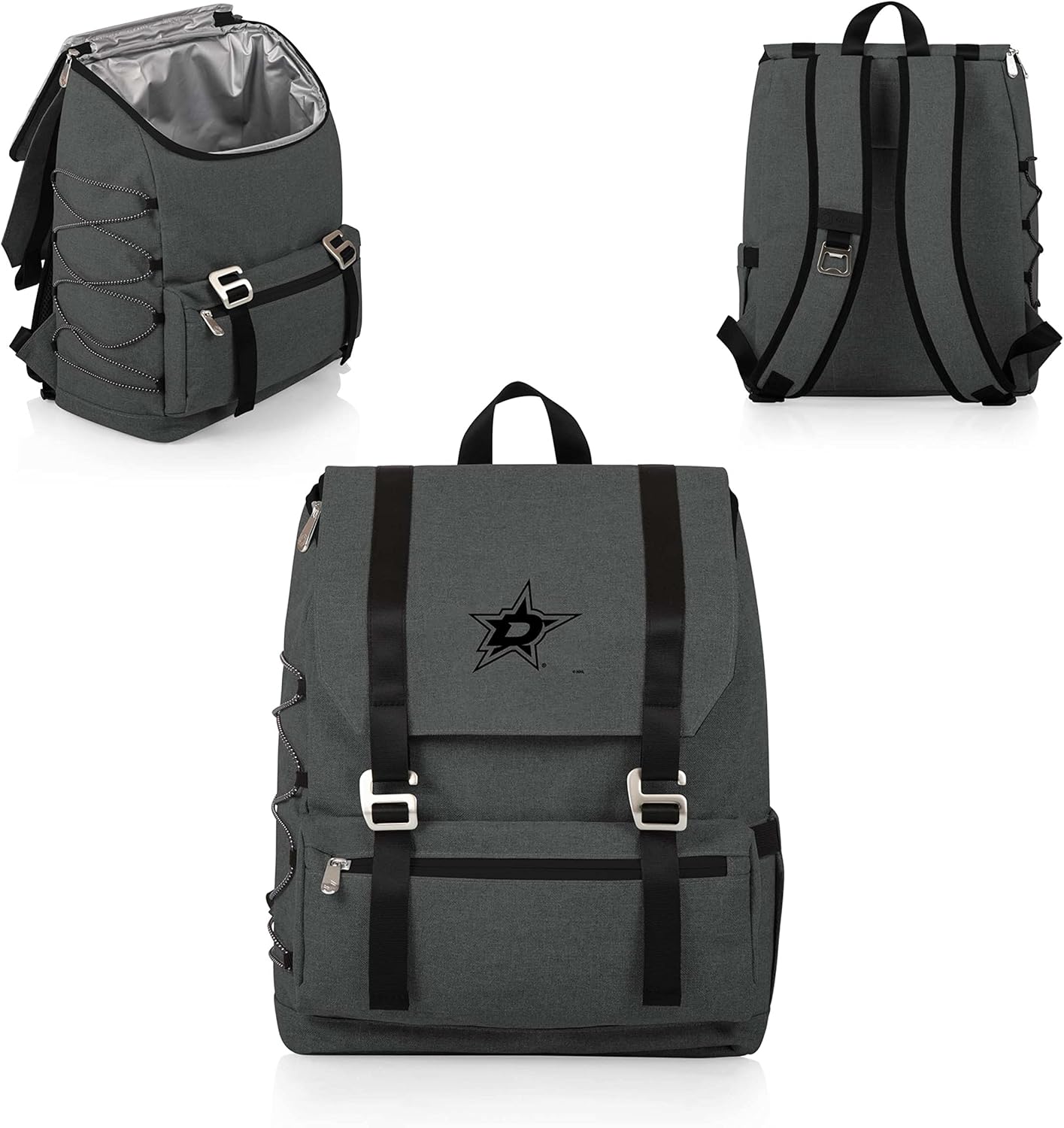PICNIC TIME NHL Dallas Stars OTG Traverse Backpack Cooler, Soft Cooler Backpack, Hiking Backpack, (Heathered Gray)