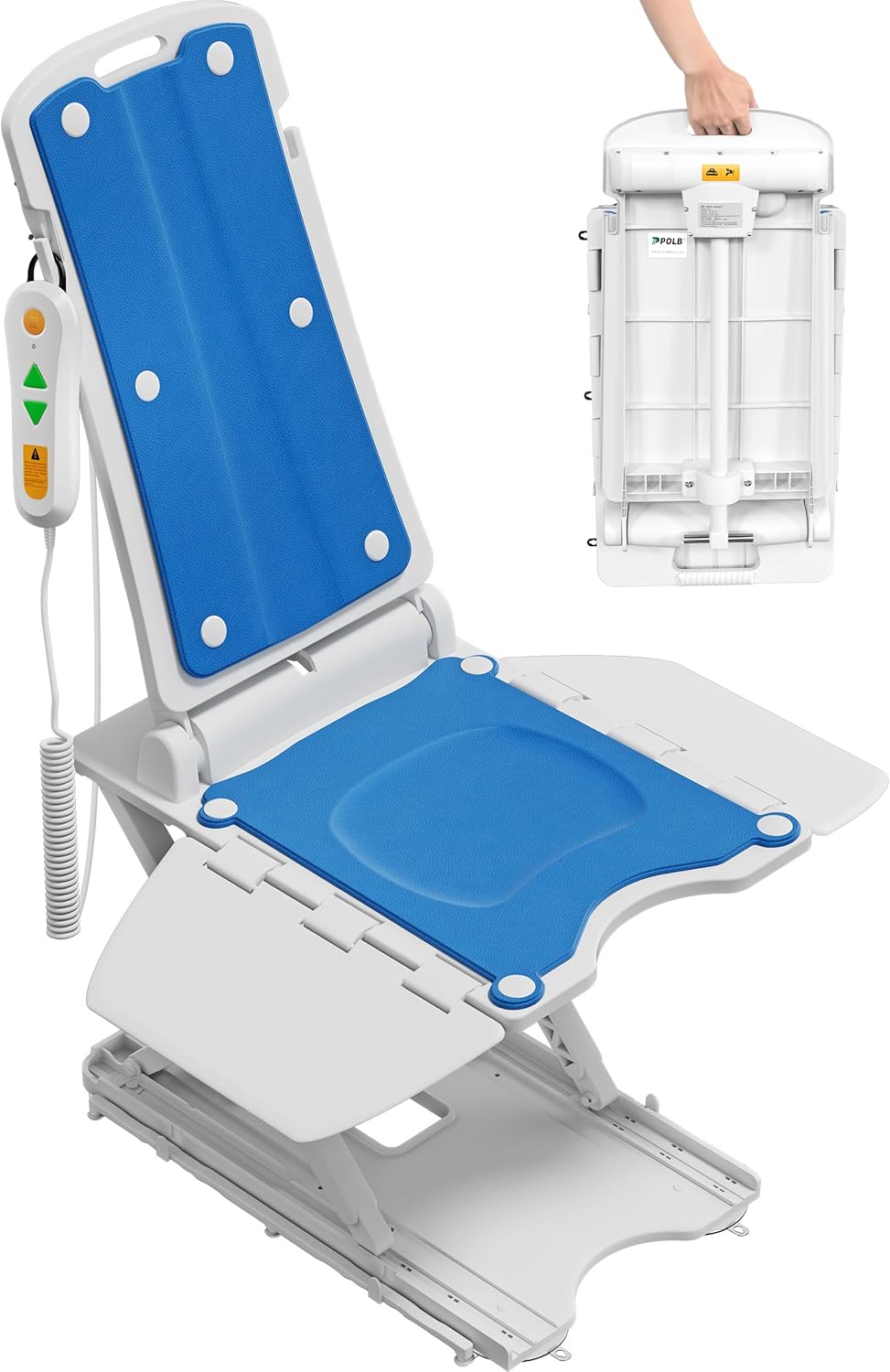 Electric Chair Lift - Floor Lift for Elderly Falls, Support Up to 308 LB, IPX8 Waterproof Bath Lift, Foldable & Wireless Rechargeable Design, Quick-Rise Assist for Elderly & Disabled