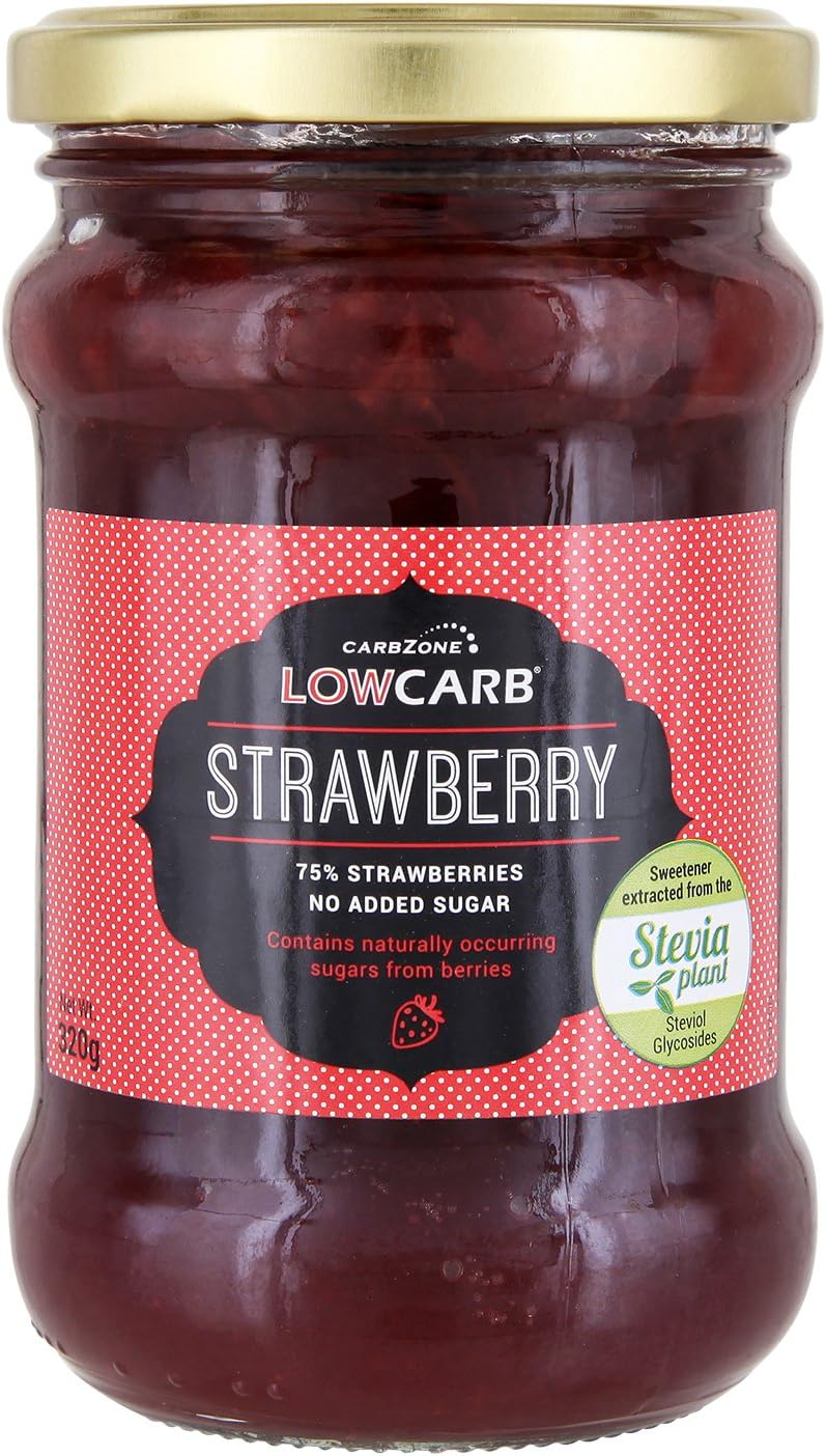 Low Carb Strawberry Jam, No Added Sugar, Diabetic Friendly, Vegan Friendly (Pack of 2)