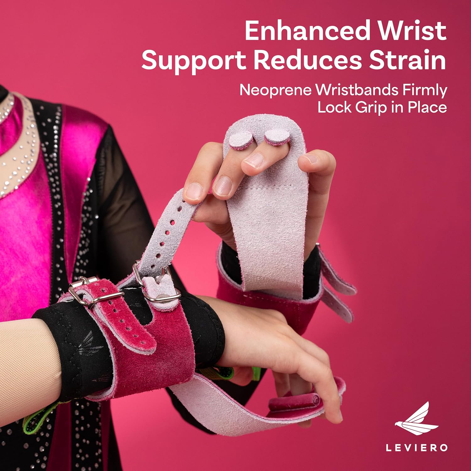 Gymnastics Grips Set Narrow Squeeze, Grips for Gymnastics Girls, Dowel Grips with Soft Leather, Double Buckle Wrist Closure, and Adjustable Finger Holes, for All Ages