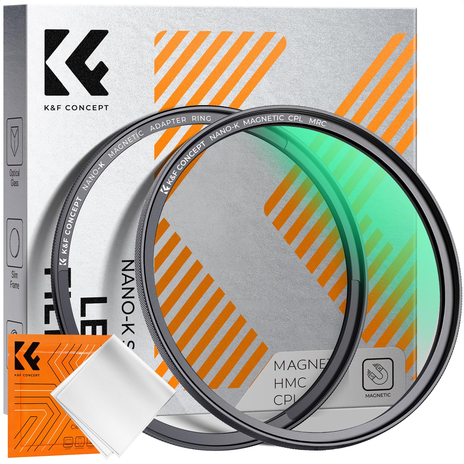 K&F CONCEPT 82mm Filtre Polarisant CPL Magnétique pour Objectif Appareil Photo