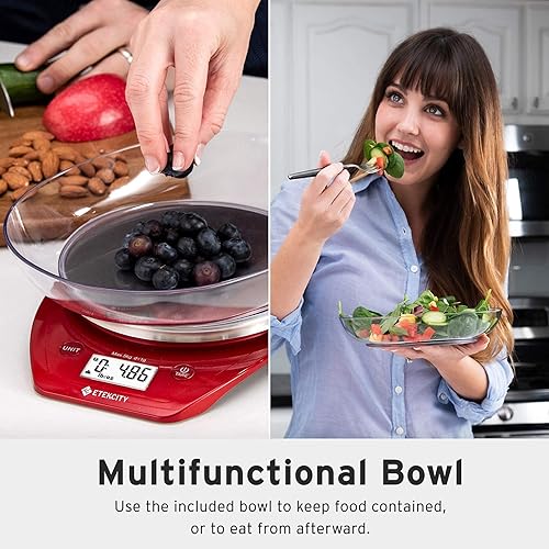 Miniatura 3 de Etekcity 0.1g Food Kitchen Scale, Bowl, Digital Grams and Ounces for Weight Loss, Dieting, Baking, Cooking, and Meal Prep, 11lb/5kg, Stainless Steel