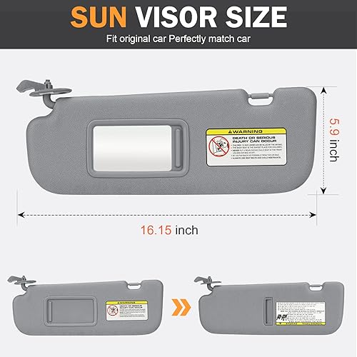 Miniatura 9 de TadaMark Parasol para el lado del pasajero derecho para Hyundai Elantra 2011 2012 2013 2014 2015 Beige sin luz Reemplazo # 852203X000TX