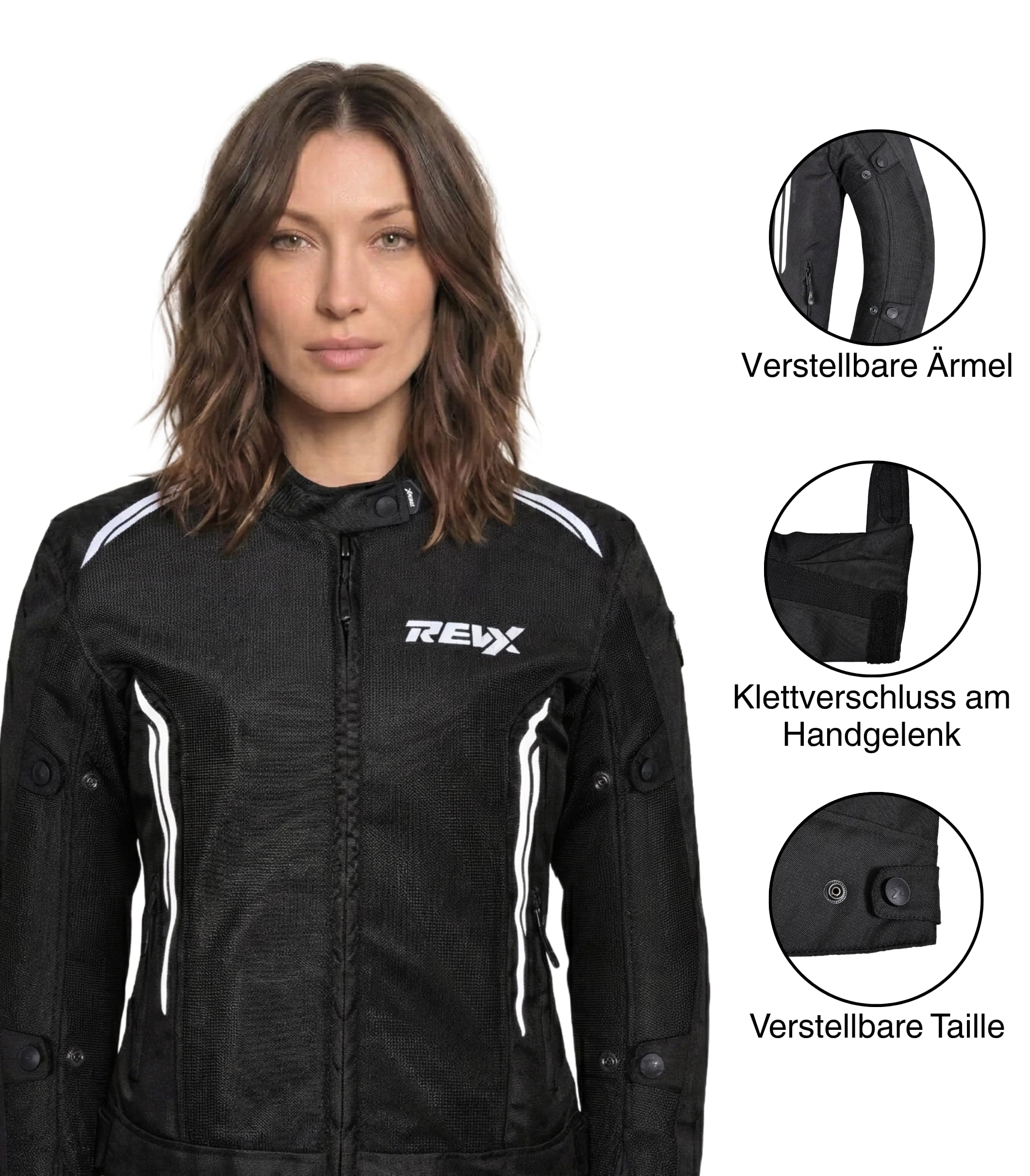 REVX Sommer Motorradjacke Damen mit CE Protektoren | Ultra Belüftet Leichte Sommerjacke mit Rückenprotektor