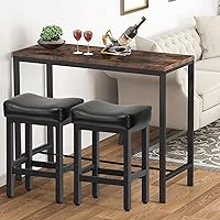 Vista 7 de Counter Height Bar Stools Set of 2, 24 Inch Barstools for Kitchen Island Counter, Bonded Leather Kitchen Stools with Thick Saddle Seats & Heavy Duty