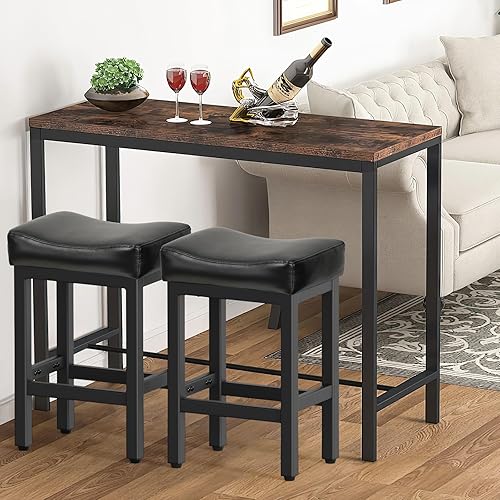 Miniatura 7 de Counter Height Bar Stools Set of 2, 24 Inch Barstools for Kitchen Island Counter, Bonded Leather Kitchen Stools with Thick Saddle Seats & Heavy Duty
