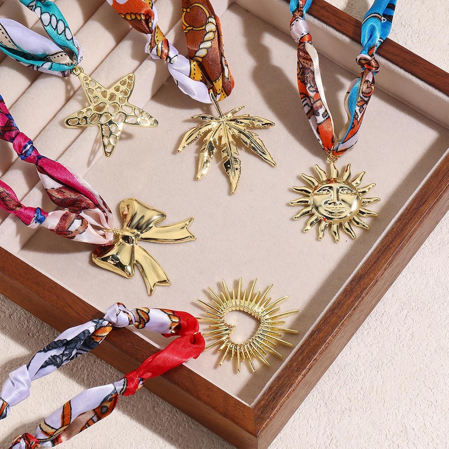 HETICA Scarf Necklace for Women Silk Western Charm Necklaces Fashion Accessory Jewelry Gift - Image 5