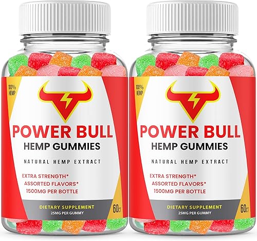 Paquete de 2 gomitas Power Bull  Fórmula oficial  Gomitas Power Bull Plus, máxima fuerza 1500 mg por botella, 25 mg por gomita, gran sabor, gomita disponible en Yaxa Venezuela