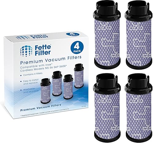 Fette Filter - Paquete de filtro de piezas de aspiradora compatible con aspiradora inalámbrica Inse N5 S6 S6P S600 - Paquete de 4