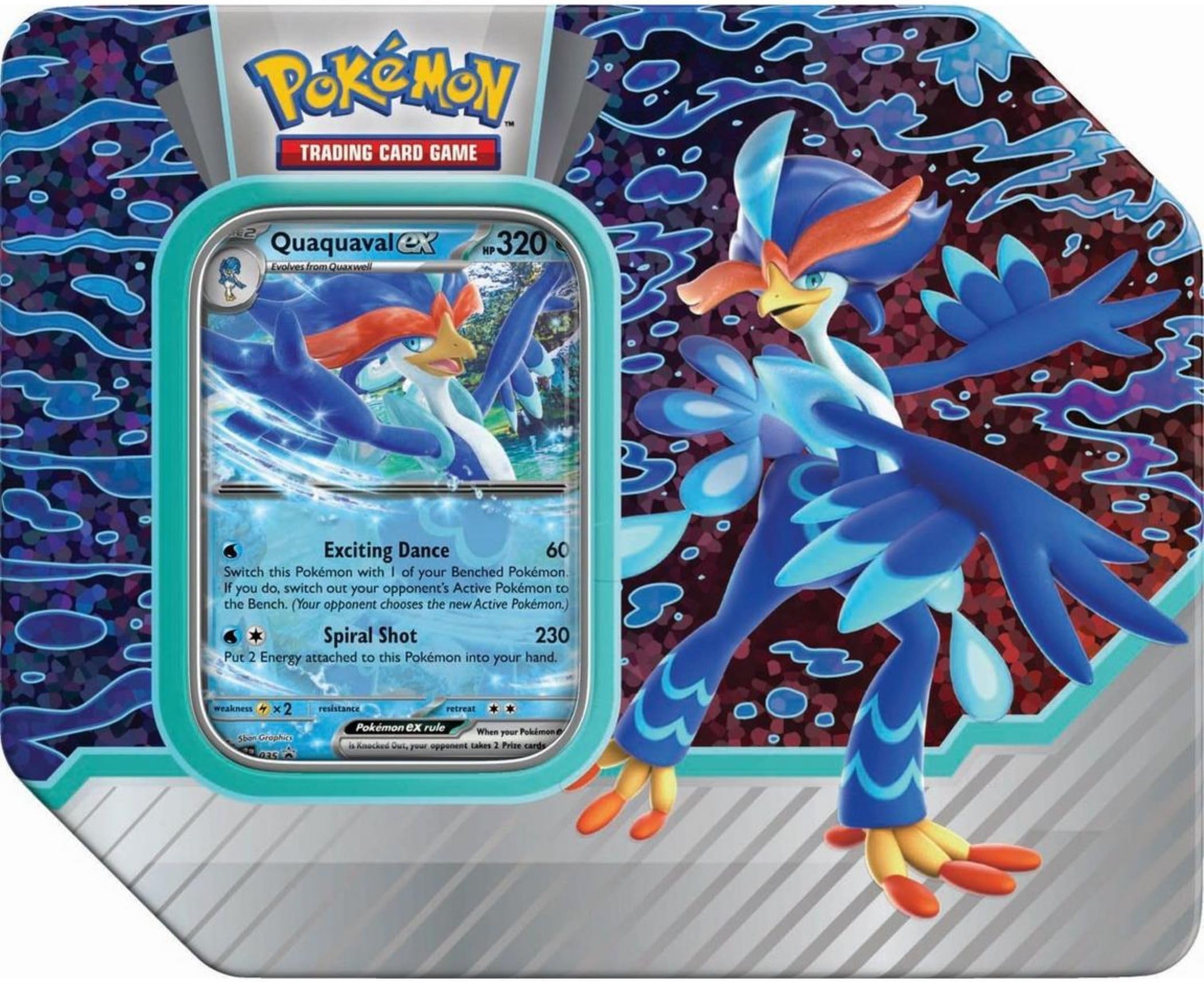 Pokemon TCG: Paldea Partners Quaquaval EX Tin - 5 Packs, Promos