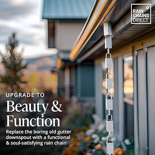 Miniatura 2 de Rain Chains Direct - Cadena de eslabones cuadrados (aluminio) (8.5 pies)