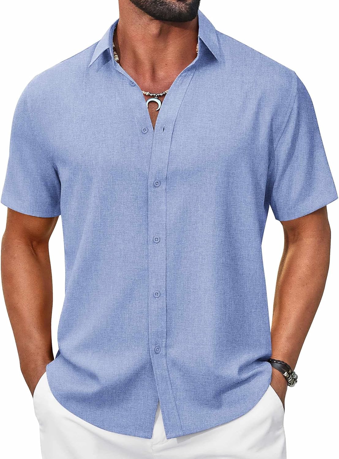COOFANDY Mens Casual Button Down Shirt Short Sleeve Summer Shirt for Beach Vacation Resort Wear