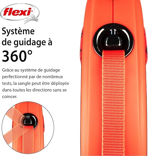 flexi Xtreme M Tape 5 m black/orange, retractable leash for dogs up to 35 kg - 4