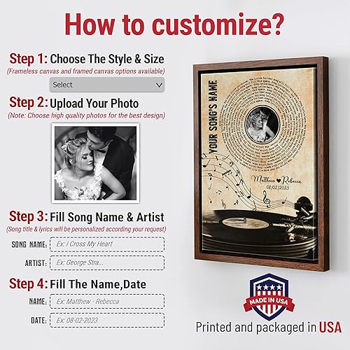 Vista 51 de H-DEWALL Letras de canciones personalizadas con marco, arte de pared musical personalizado para él, decoración sentimental y regalo inspirador