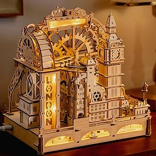 ROKR 3D Wooden Marble Run Puzzle for Adults, London Themed Mechanical Model Building Kits, 431 Pcs DIY Construction Toy, Brain Teaser Gift for Teens & Adults