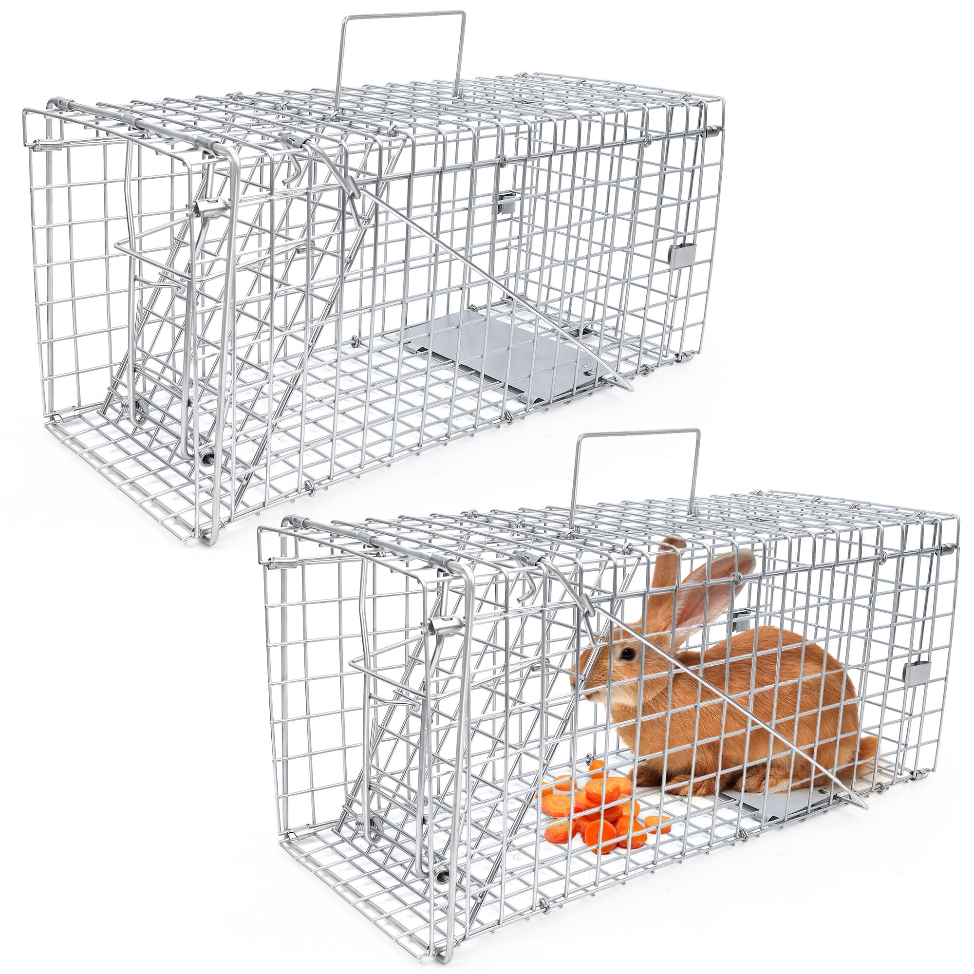 Live Animal Trap 2 Pack - Squirrel Trap Heavy Duty Humane Cage, Live Cage Catch and Release for Indoors and Outdoors(18 * 7.9 * 7.3in)
