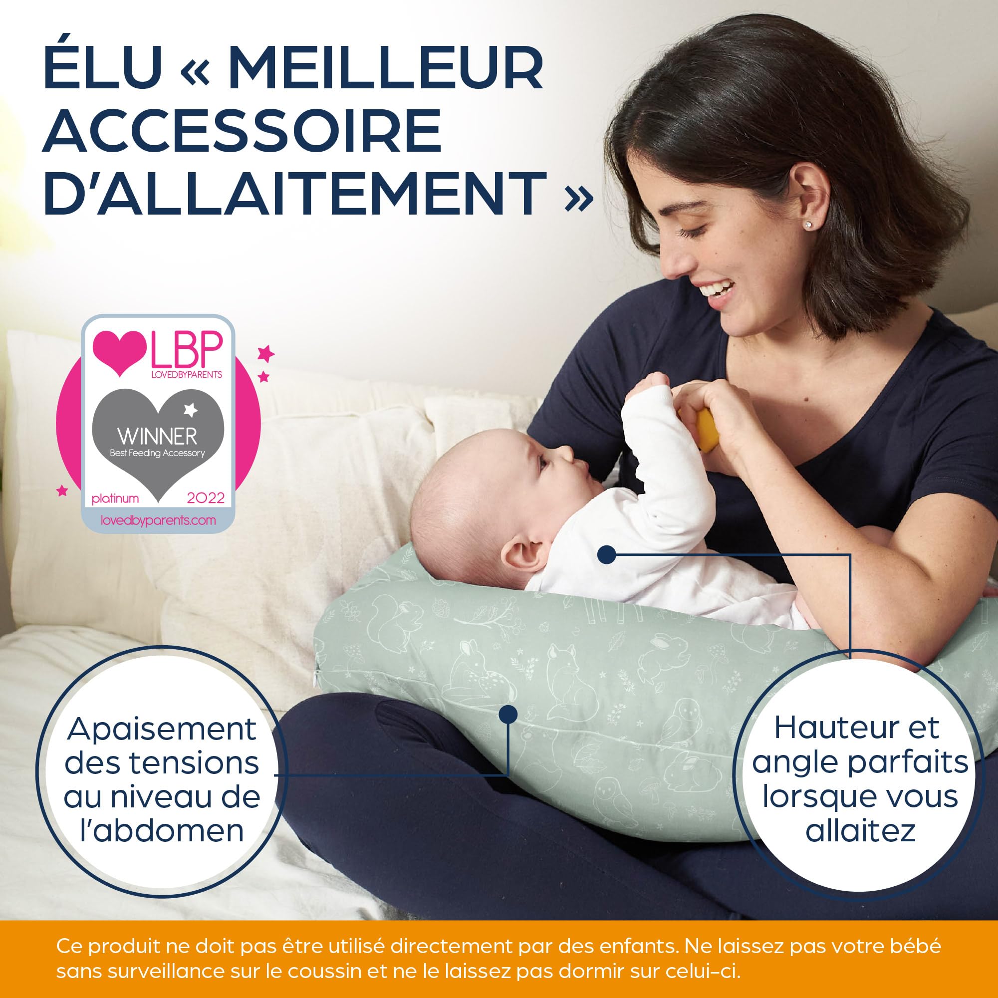 Niimo Coussin de Grossesse et d'allaitement XXL - Housse de Coussin Maternité 100% Coton, Distingué par Deux Prix en 2022, Lavable, Coussin d'allaitement