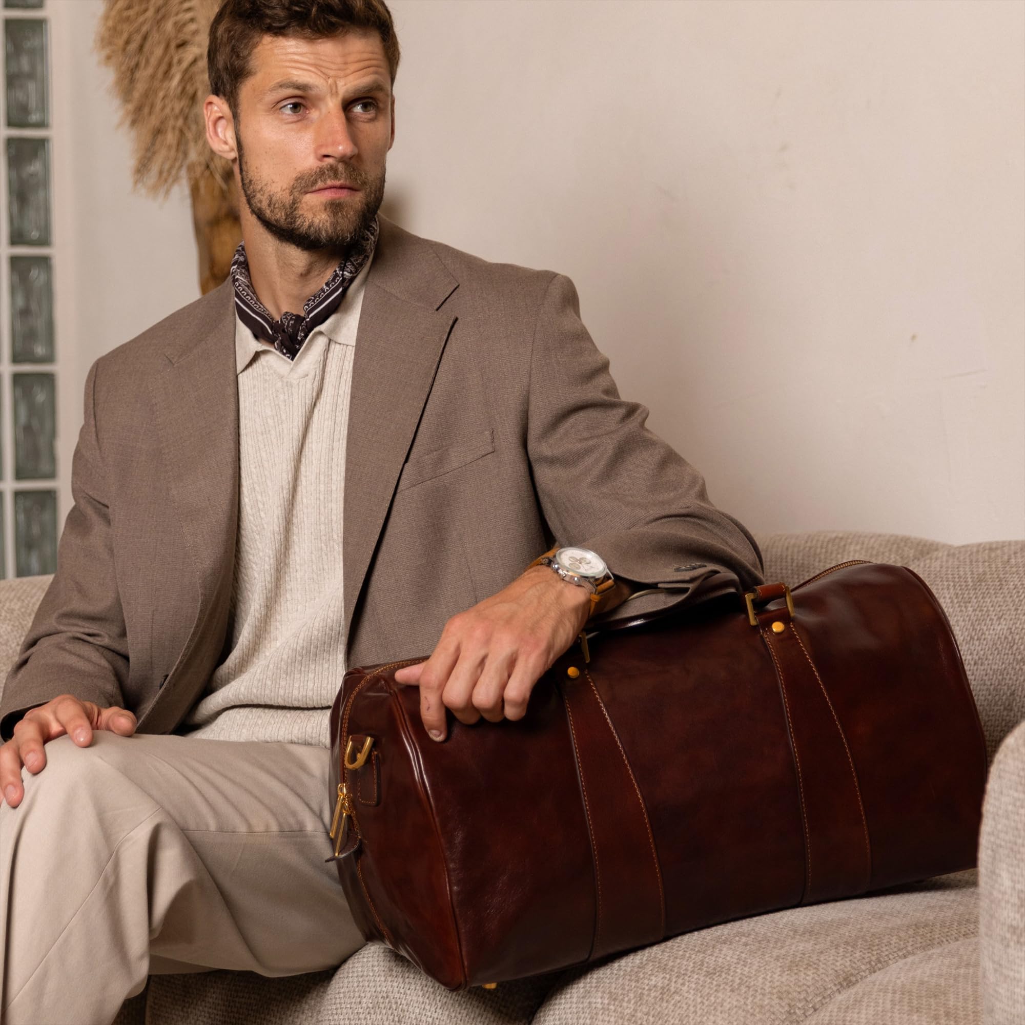Borsa da Viaggio in Pelle per Donna e Uomo - Voyager Borsone - Time Resistance