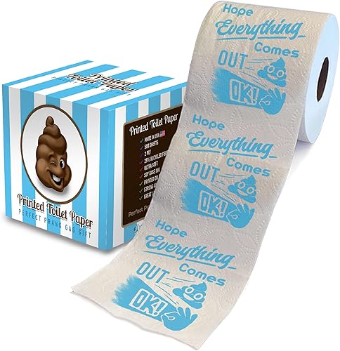 Printed TP Hope Everything Comes Out OK - Papel higiénico impreso, divertido rollo de papel higiénico para broma, sorpresa, decoración de baño,
