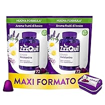 ZzzQuil Sonno Formula Vegana Integratore per Dormire con Melatonina ed Estratti Di Valeriana, Camomilla e Vitamina B6, Addormentarsi Velocemente, 72×2 Gommose, Gusto Frutti di Bosco, Travel Case
