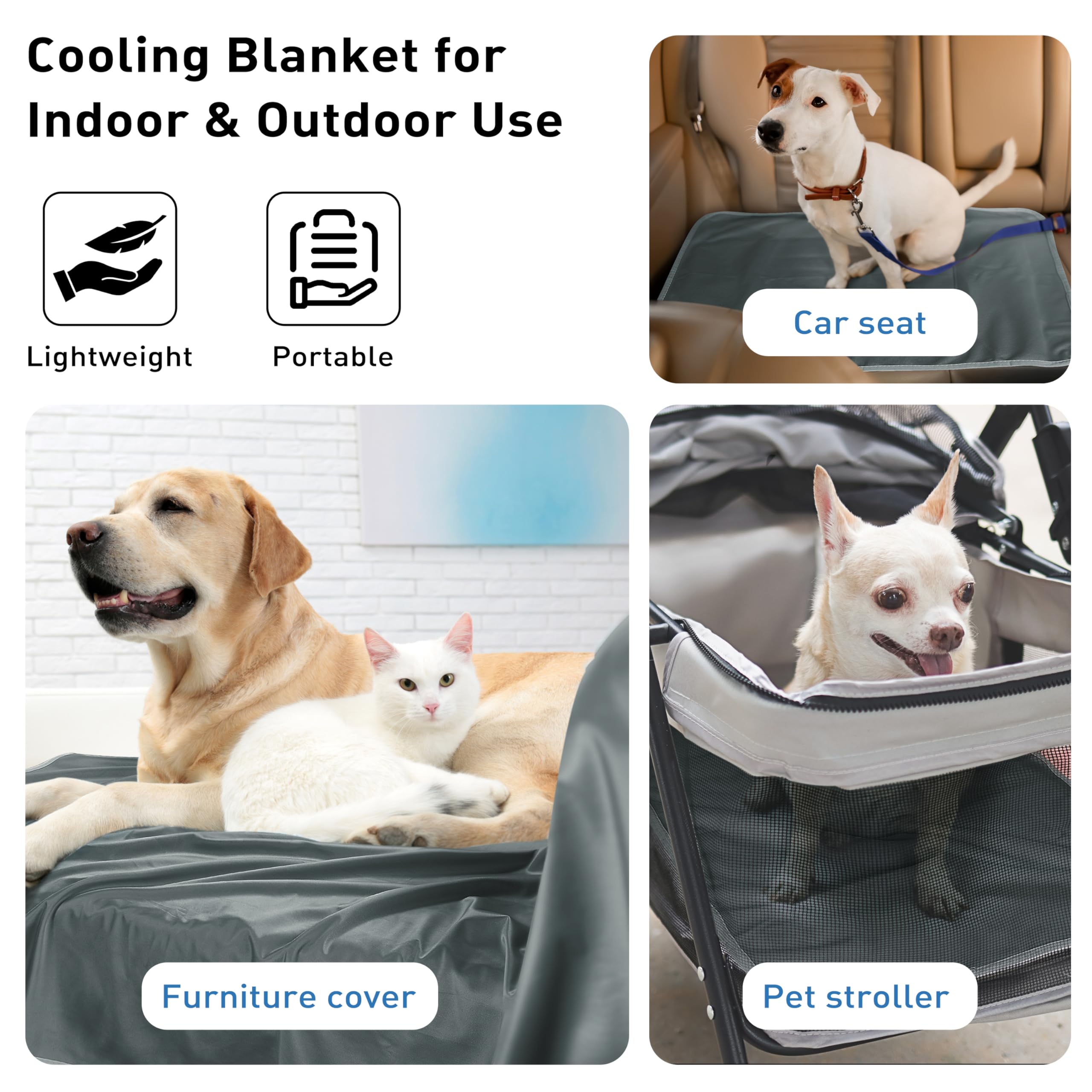 wasserdichte Kühldecke Hunde Katze, Waschbar Hundedecke Kühlend, wasserdichte Hunde Kühlmatte für Sofa Bett Outdoor, Verwendbarer Überwurf Couchbezug Möbelschutz, 130 x 75 cm, Grau