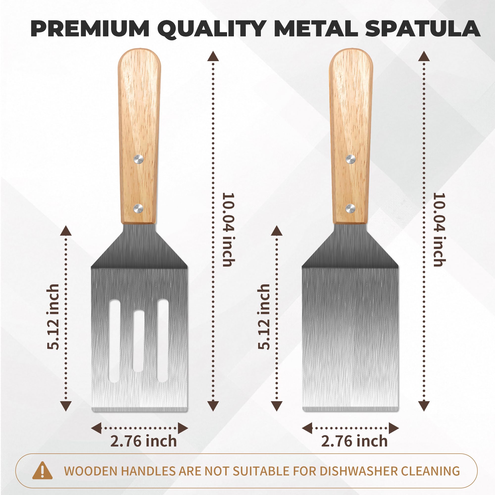 Espátula de metal, espátula para servir y girar con mango de madera, ideal para panqueques, brownies, postres, galletas, huevos o sartenes pequeñas
