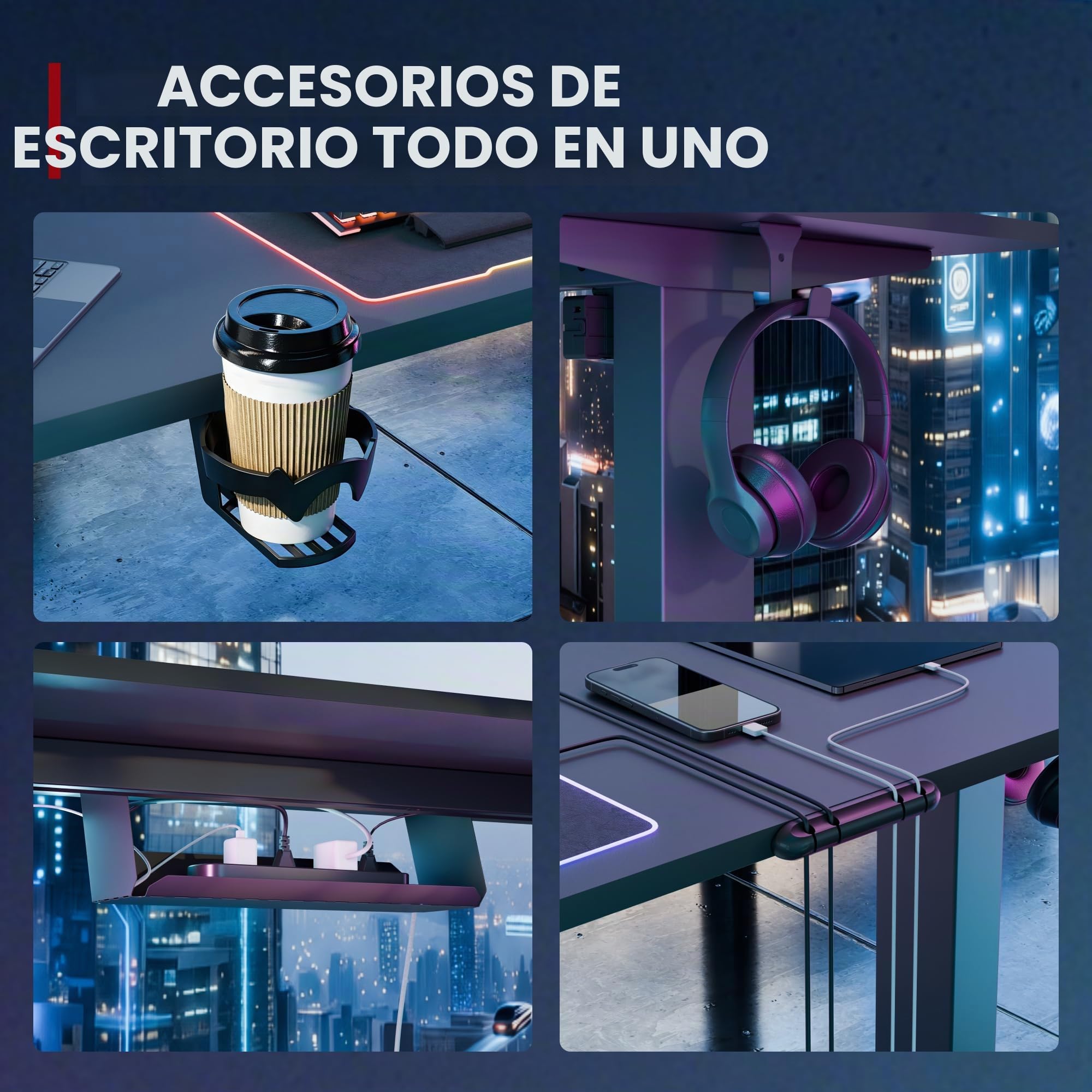 SANODESK QS-Gaming Escritorio Elevable Eléctrico 200x80 cm, Regulable en Altura, Control con Función de Memoria y Gancho, Negro