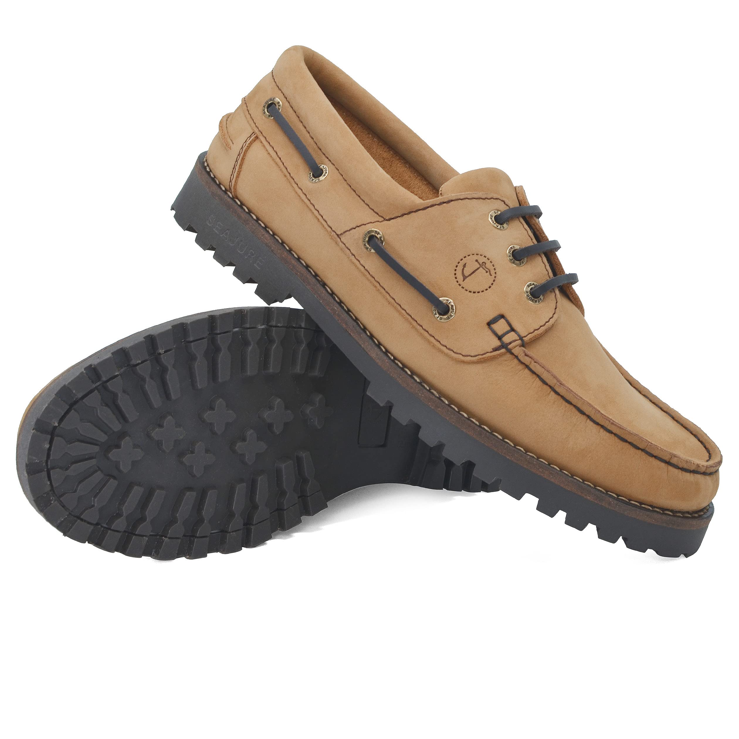 Seajure Damen Bootsschuhe Lamu Kamel und Braun Nubukleder