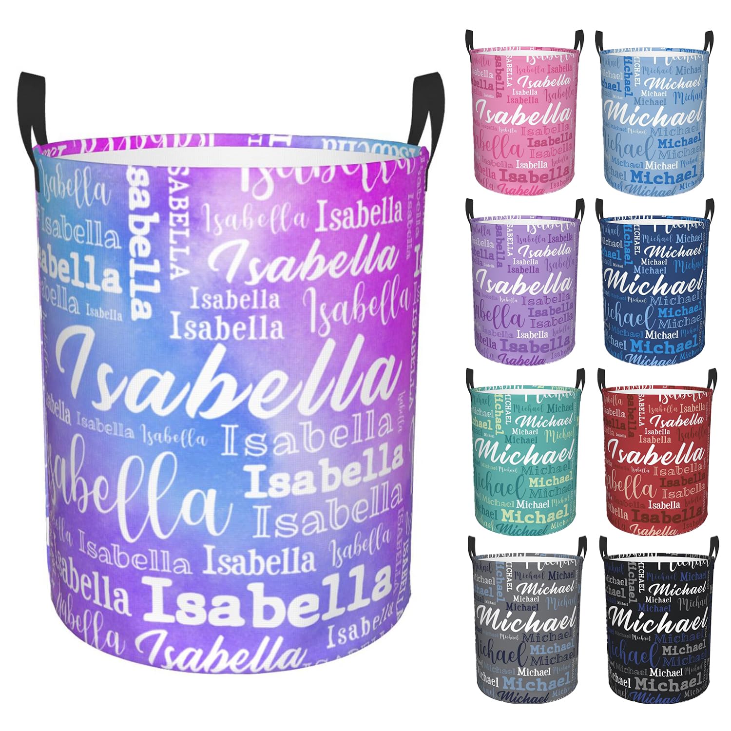 Custom Name Laundry Hamper, Personalized Laundry Baskets with Name for Boys Girls Women Men, Customized Collapsible Dirty Clothes Hamper Easy Storage Gifts for Bedroom Bathroom Living Room