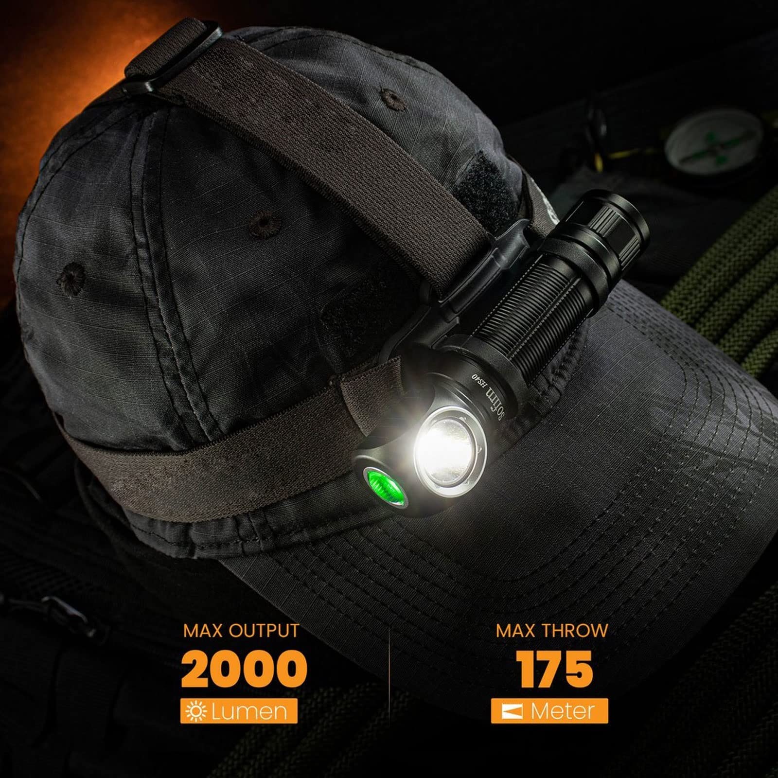 Akumulatorowa latarka czołowa, latarka czołowa USB C, akumulatorowa latarka czołowa 18650, superjasna dioda LED, 2000 lm, latarka z 2 trybami, wskaźnik zasilania