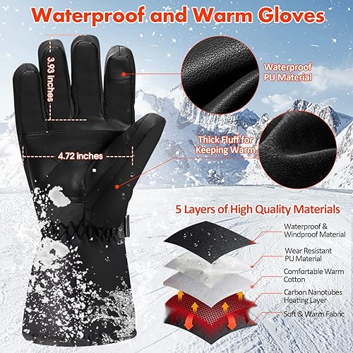 Miniatura 3 de Guantes térmicos mejorados para hombres y mujeres guantes de calor alimentados por pilas guantes térmicos para pantalla táctil 3 niveles de calor