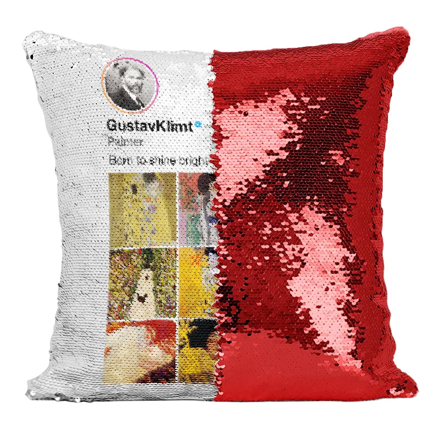 Housse de coussin Gustav Klimt en sequins rouges de qualite superieure