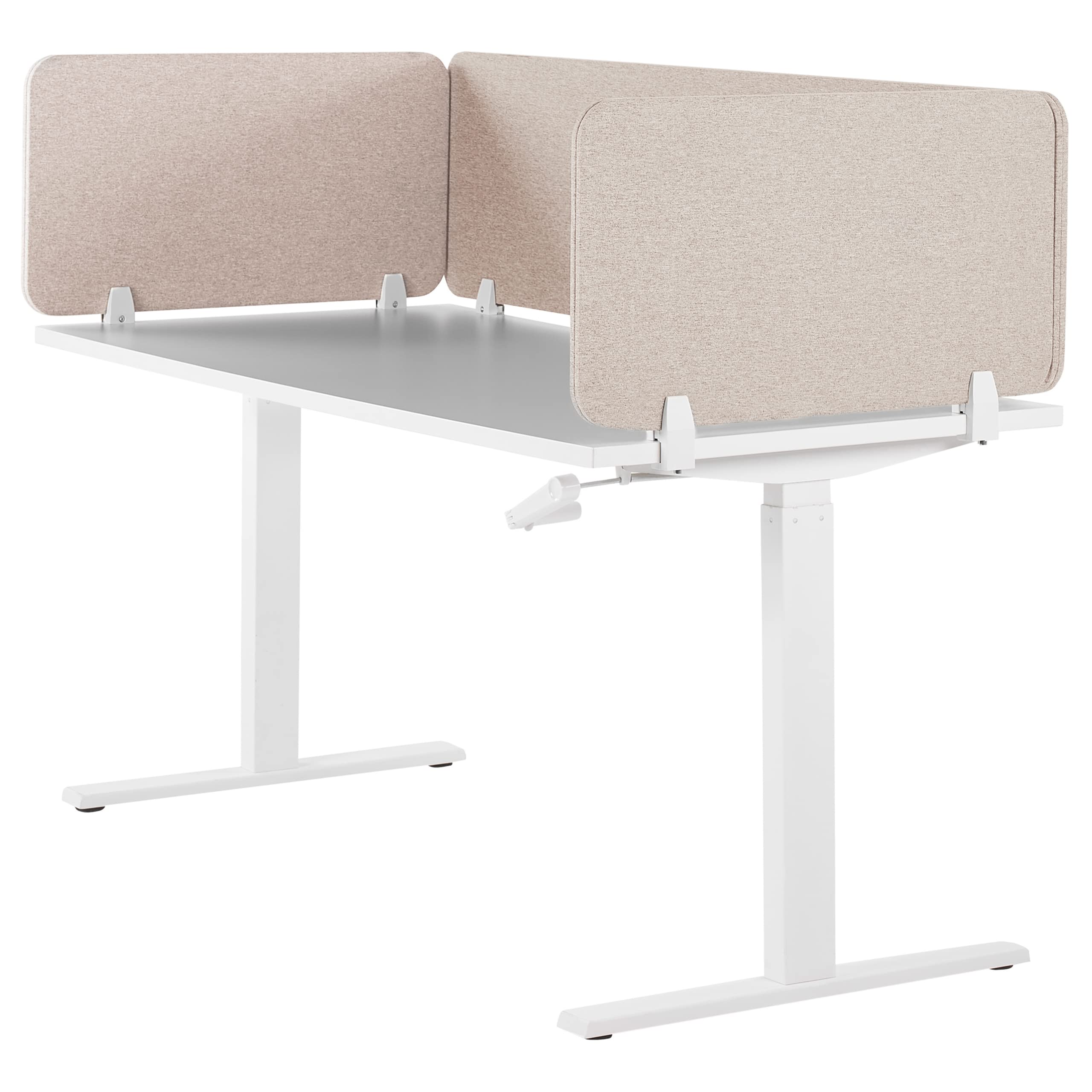 Beliani Pannello Divisorio Fonoassorbente per scrivania in Pet Beige 180 x 40 cm